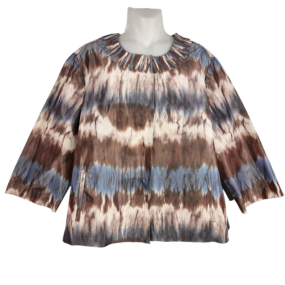 Chico’s Darya Tie Dye Dream Darya Design 3/4 Sleeve Snap Jacket Size 3 US XL